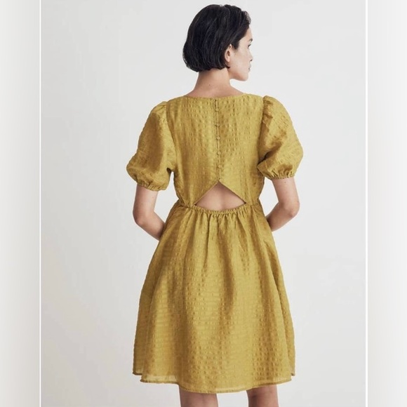 Madewell Annamarie Mini Dress in Citrus Lime Size 8 Open Back NWOT (pockets!) - Picture 2 of 3